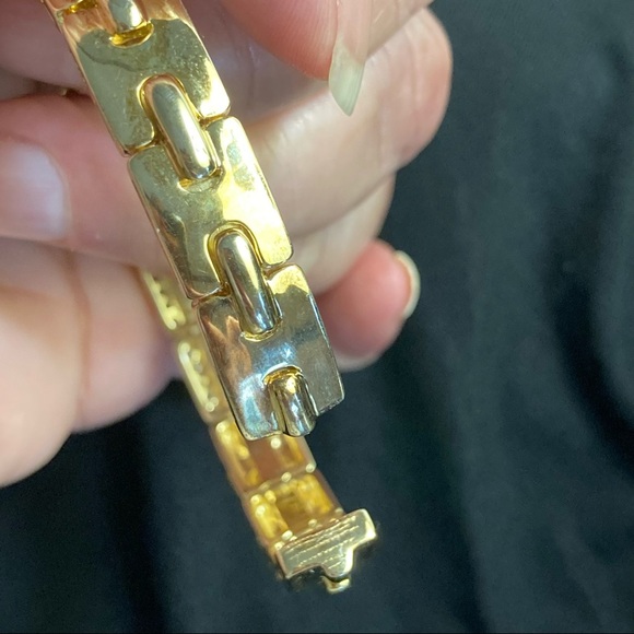 SONIA B CZ 925 GOLD PLATED STERLING SILVER RHINESTONES BRACELET BANGLE - Picture 7 of 10